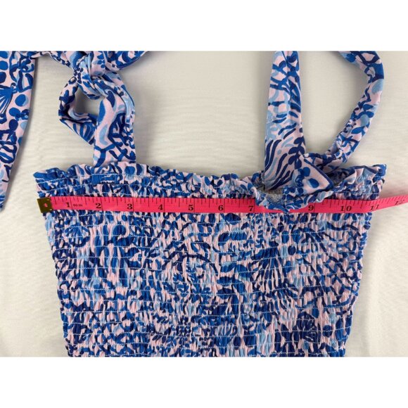 Lilly Pulitzer Kailua Smocked Dress Tie Shoulder Straps Blue and Pink XXS - Picture 6 of 6